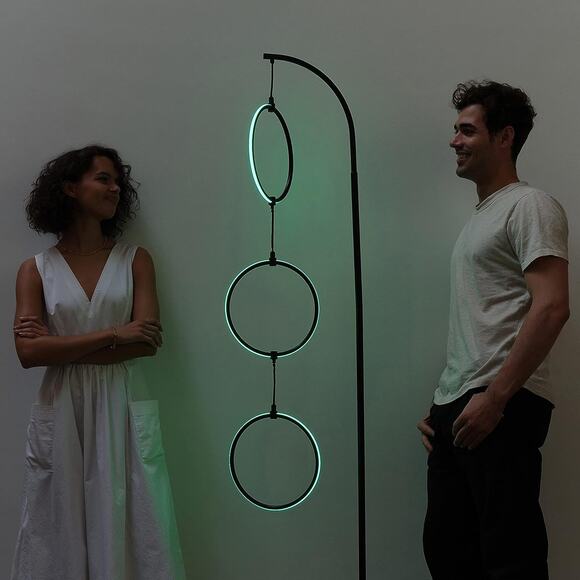 Brightech Nova Modern Color Changing Floor Lamp 3-Circle Ring-Style Pendant - Picture 2 of 5